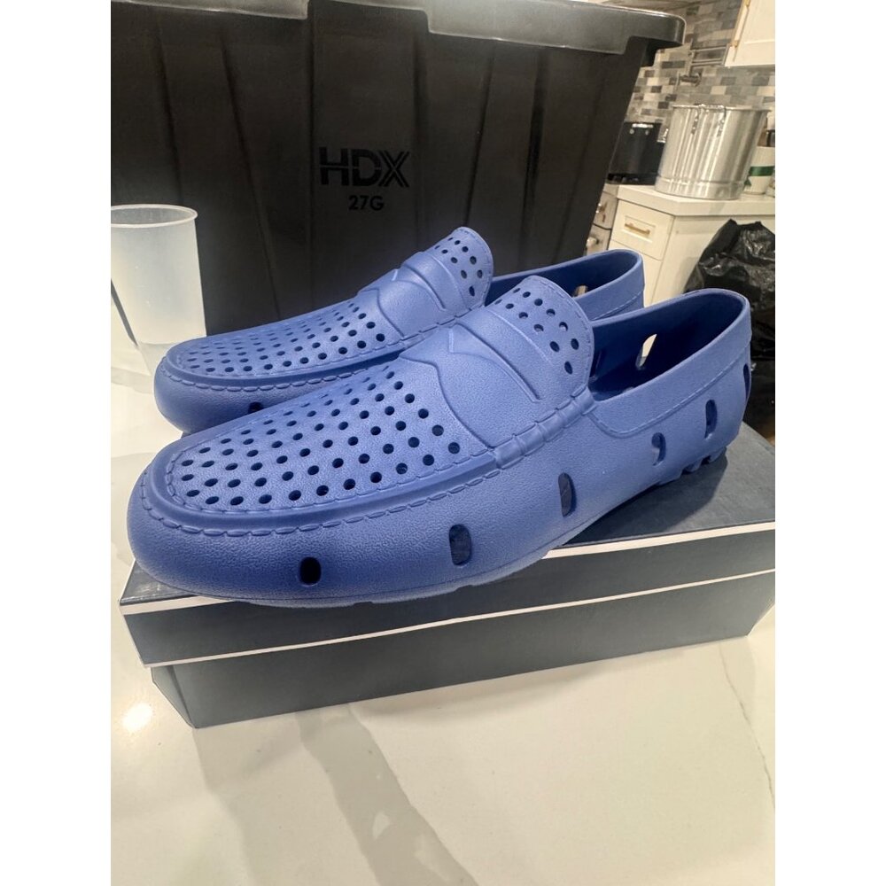 Club Room Mens Atlas Navy Loafers Slip-On Water-Resistant Perforated